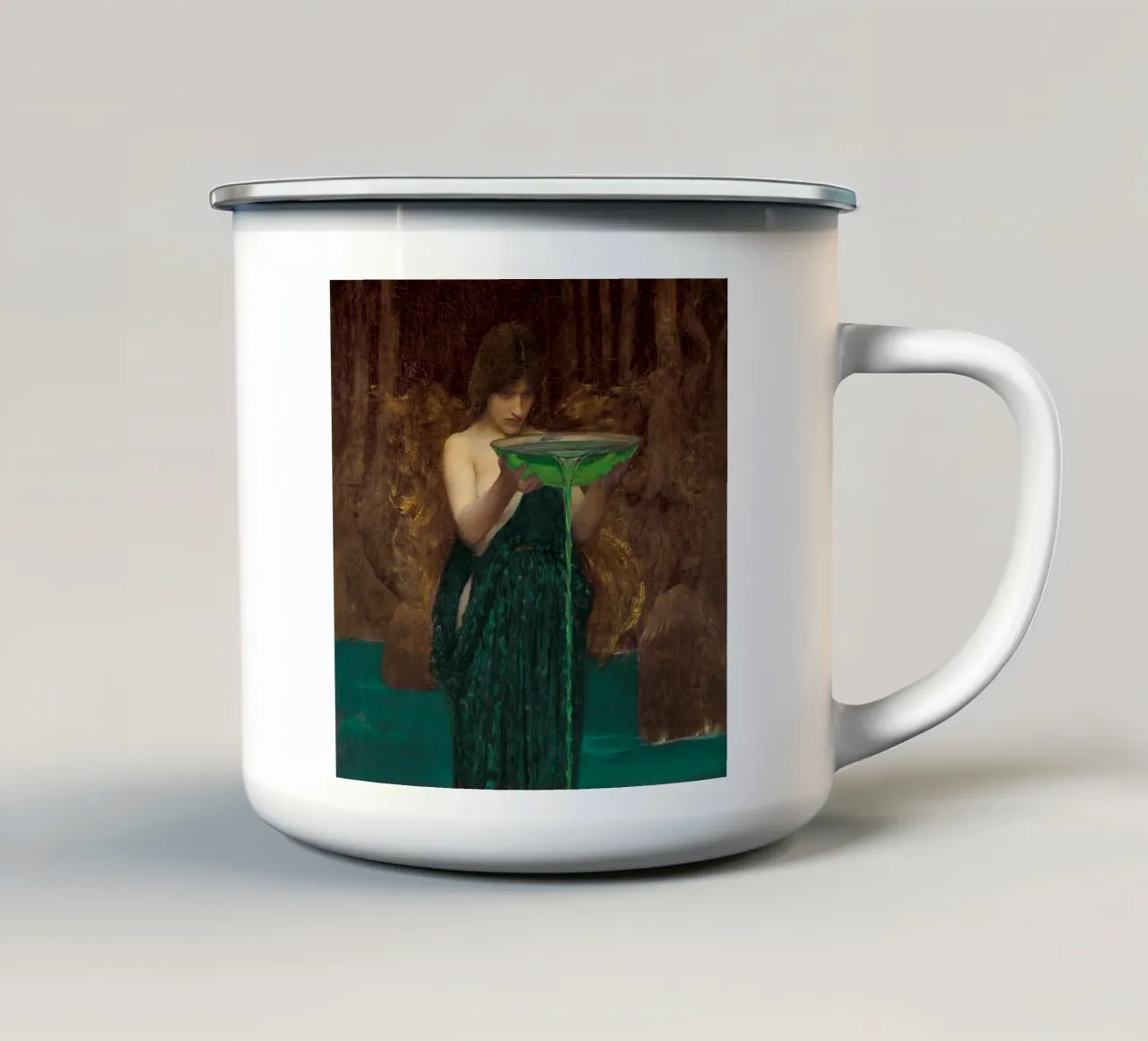 John William Waterhouse - Circe Invidiosa, 1892 tazza in smalto da Timeless Artworks