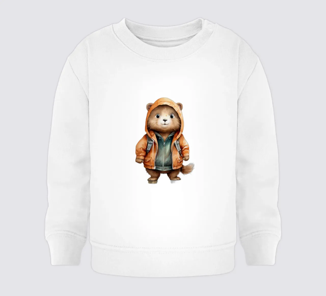 Acquerello Cartoon Beaver in felpa con cappuccio felpa neonato da Animal Portraits