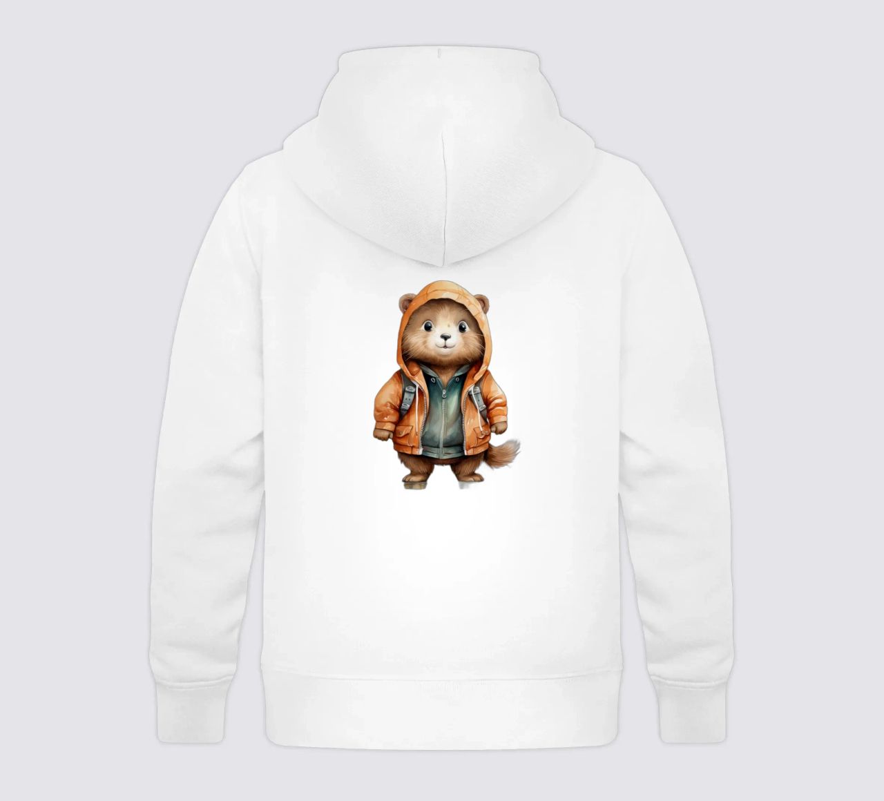 Dibujos animados de acuarelas de un castor con capucha sudadera con capucha para niño de Animal Portraits