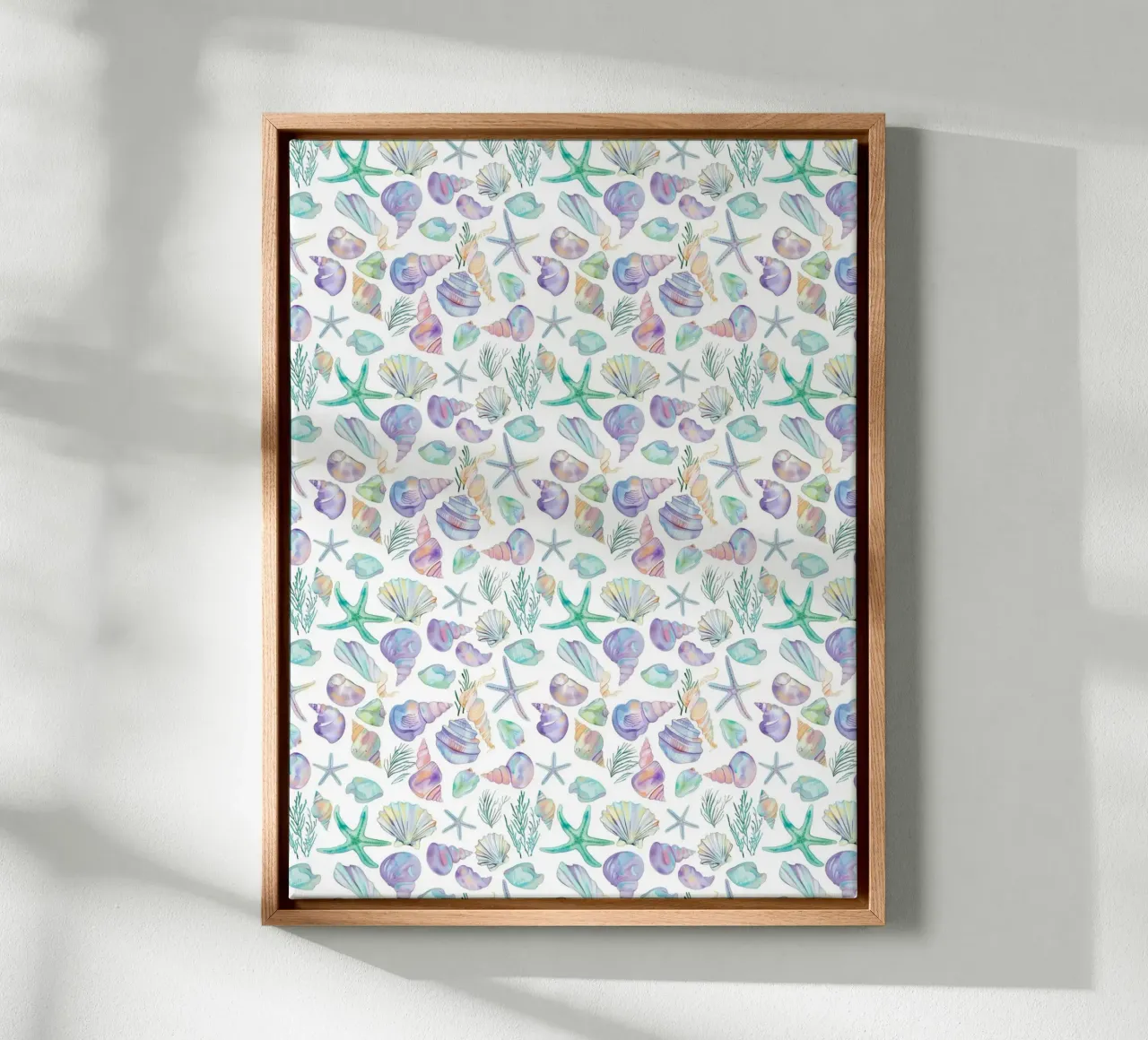 Conchiglie di mare blu Stelle Marine Boho Spiaggia Tropicale Oceano tela con Cornice a cassetta da Gentle Echoes Art