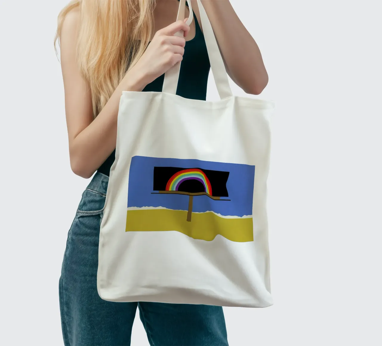 Desert Billboard with Rainbow borsa in juta da Rosi Feist