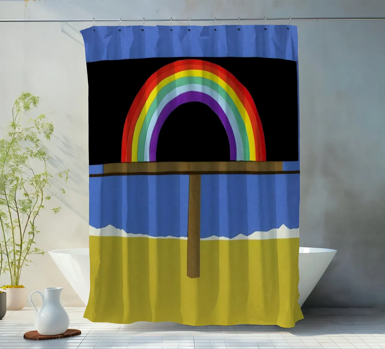 Desert Billboard with Rainbow tenda da doccia da Rosi Feist