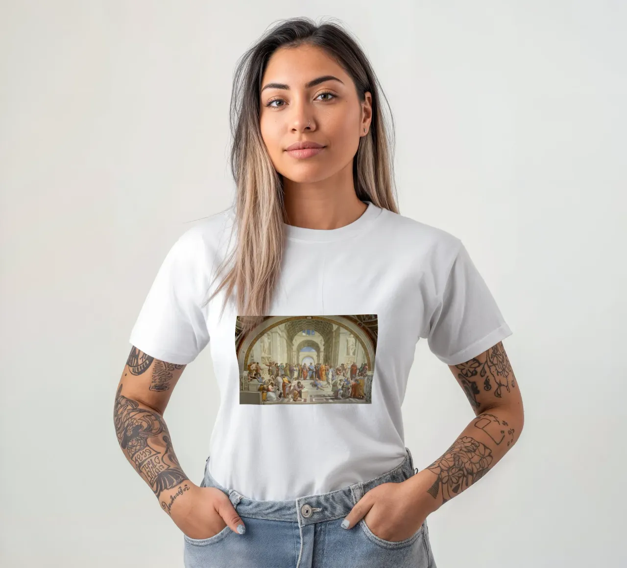Raffaello - La scuola di Atene, 1511 t-shirt da Timeless Artworks