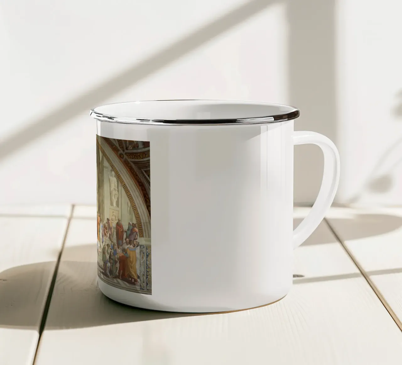 Raffaello - La scuola di Atene, 1511 tazza in smalto da Timeless Artworks