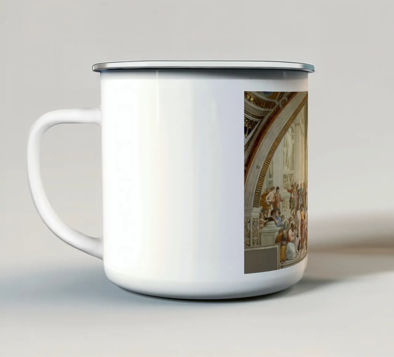 Raffaello - La scuola di Atene, 1511 tazza in smalto da Timeless Artworks