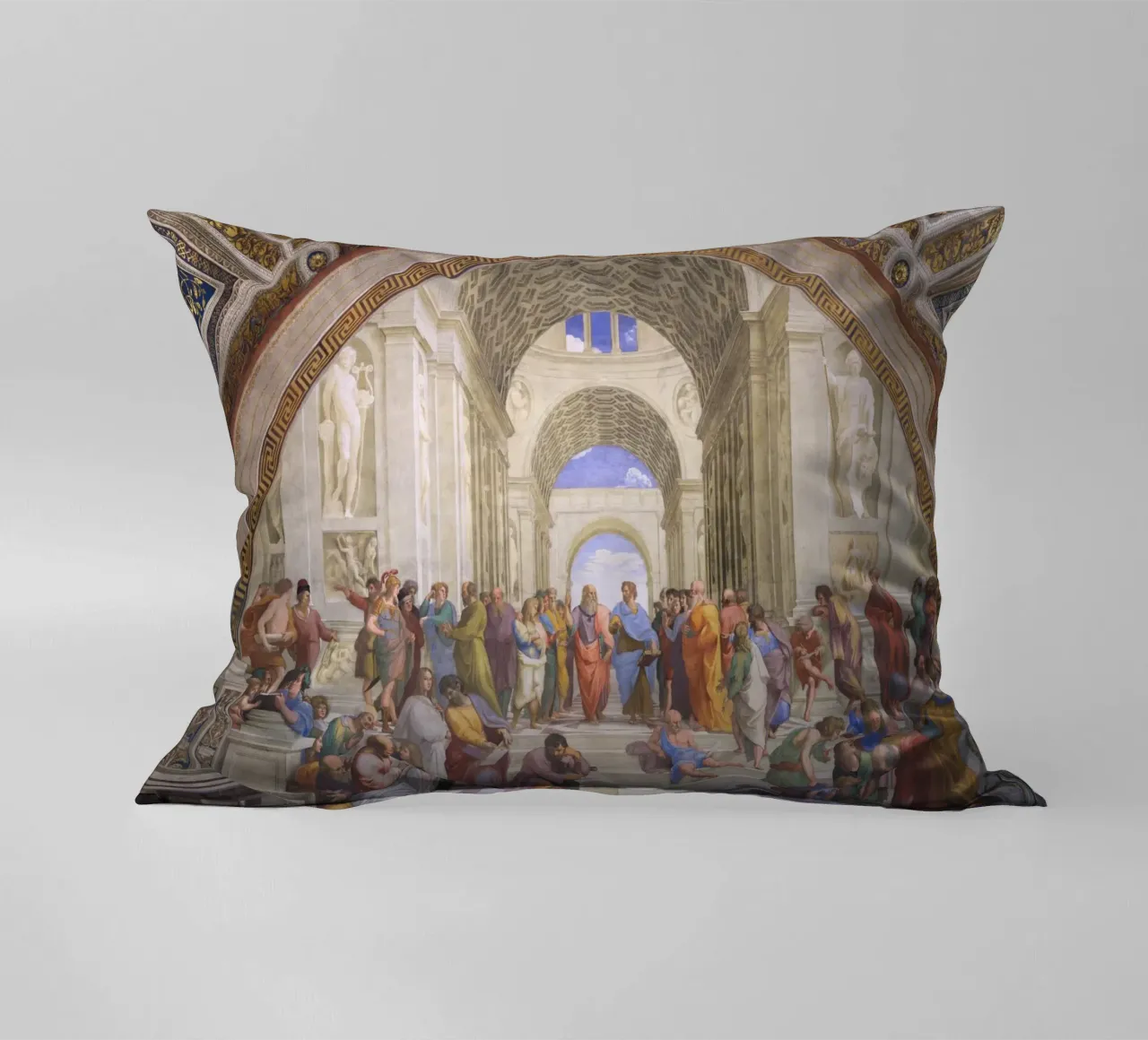 Raffaello - La scuola di Atene cuscino da Timeless Artworks