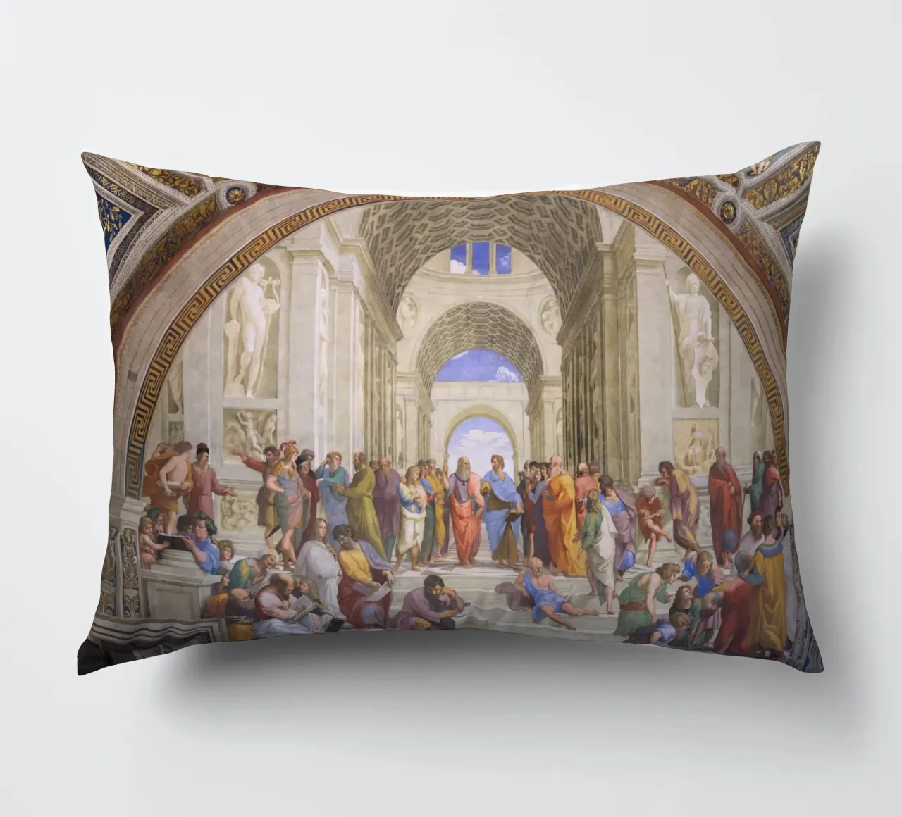 Raffaello - La scuola di Atene cuscino da Timeless Artworks