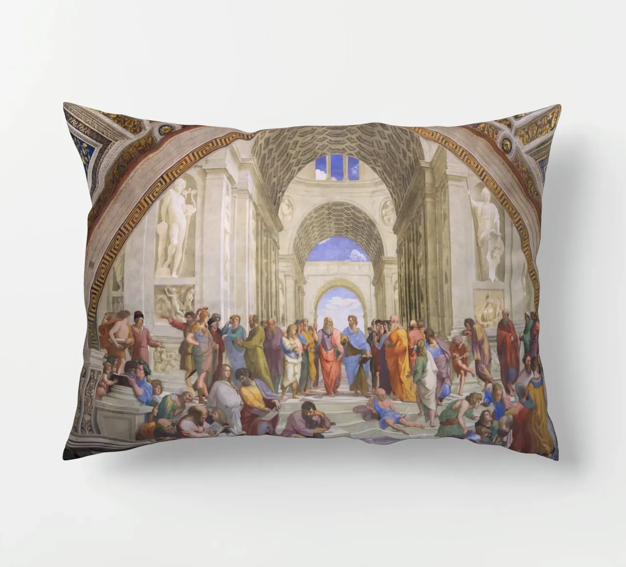 Raffaello - La scuola di Atene cuscino da Timeless Artworks