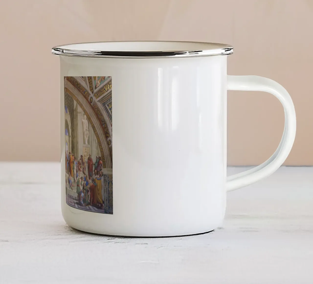 Raffaello - La scuola di Atene tazza in smalto da Timeless Artworks