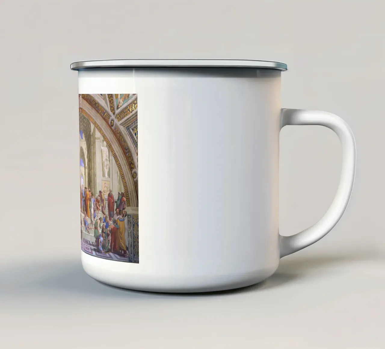 Raffaello - La scuola di Atene tazza in smalto da Timeless Artworks
