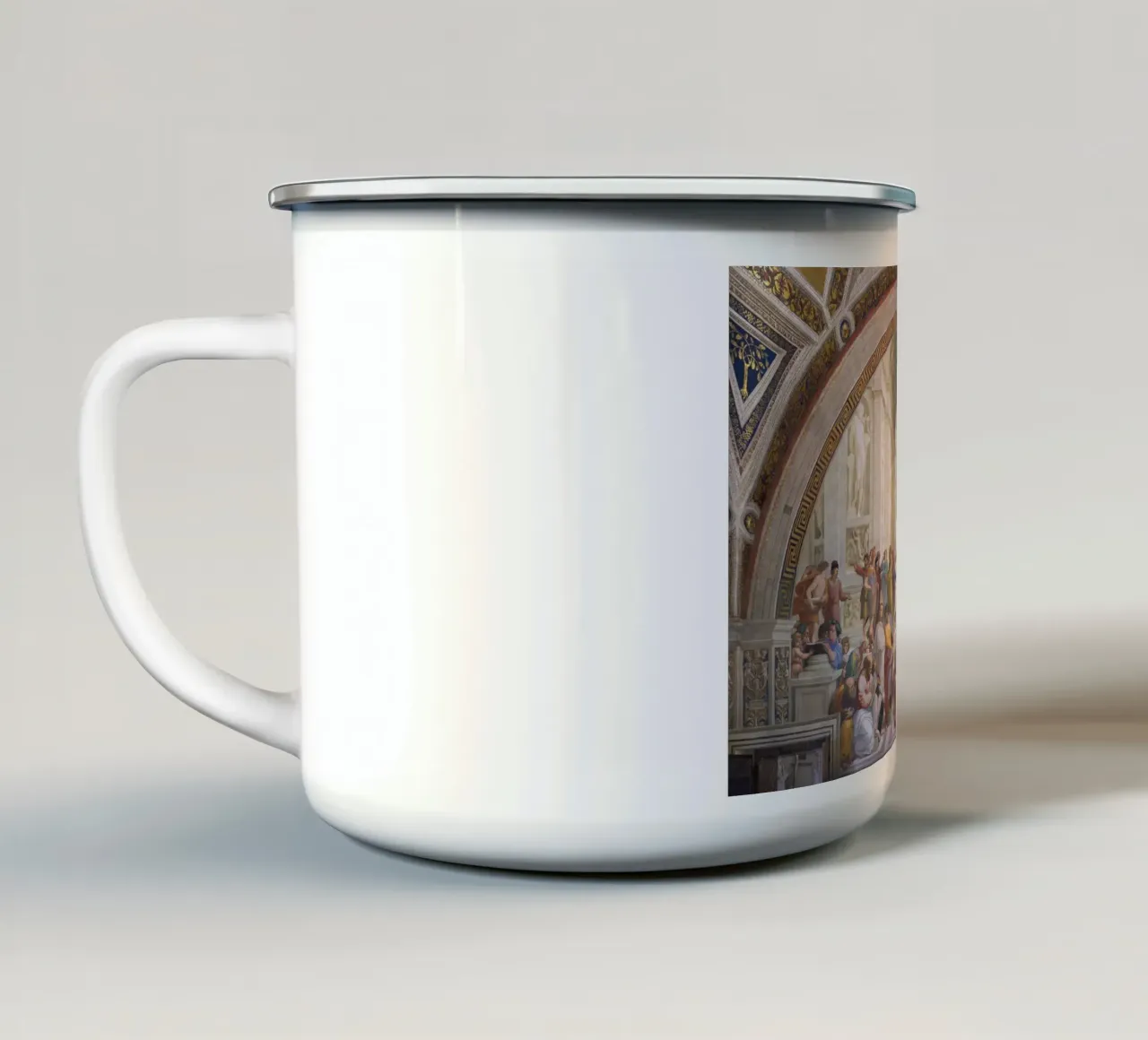 Raffaello - La scuola di Atene tazza in smalto da Timeless Artworks