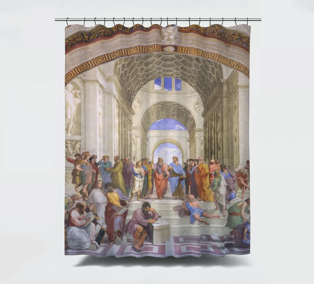 Raphael - Die Schule von Athen Duschvorhang von Timeless Artworks