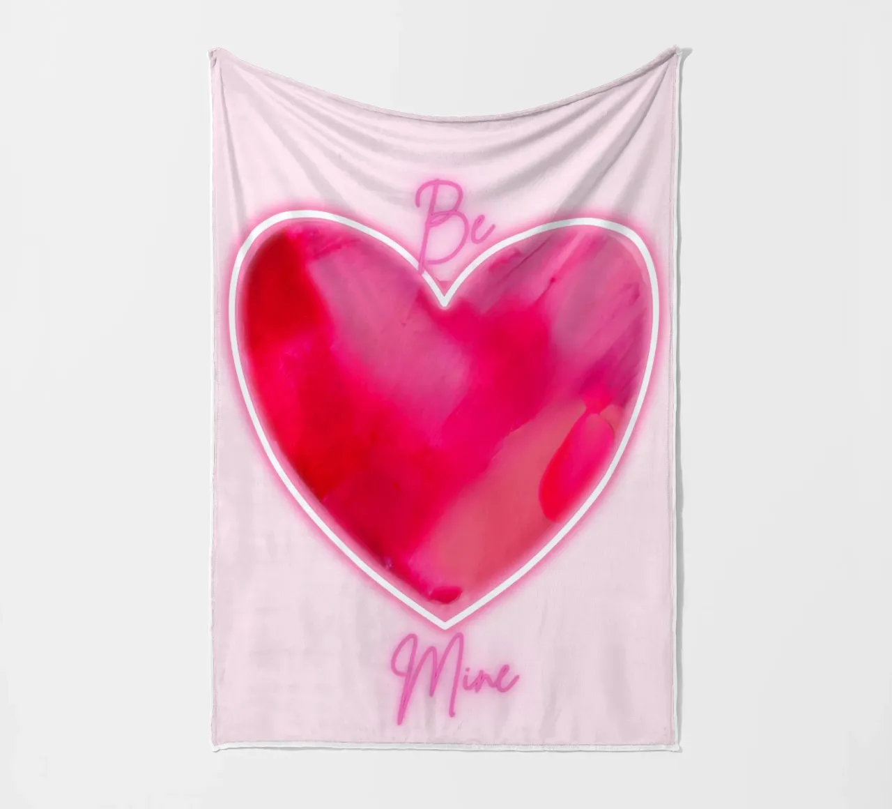 Cuore dipinto rosa multiplo "Be Mine" con bordo fluorescente coperta in pile da FABOArt