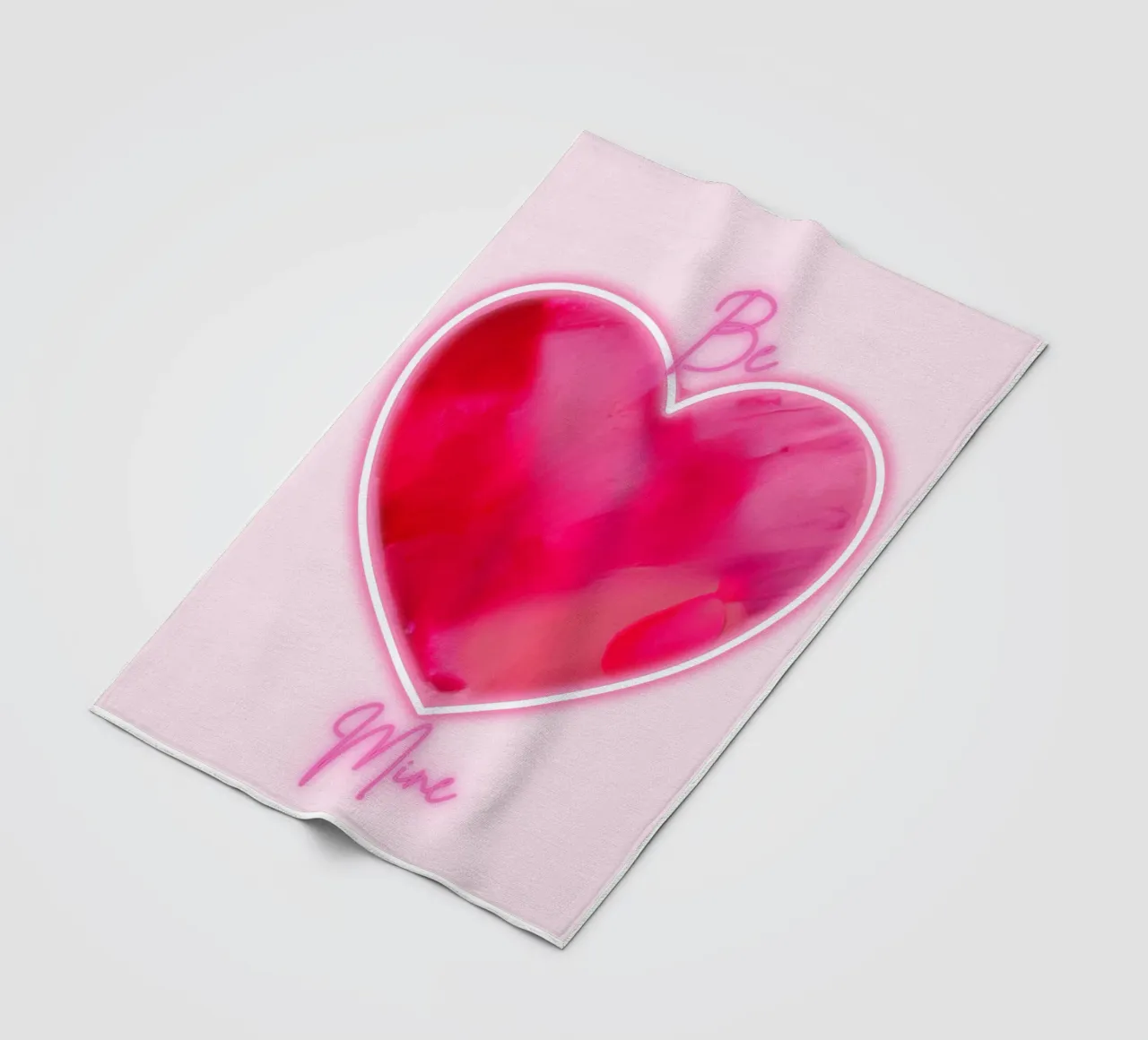 Cuore dipinto rosa multiplo "Be Mine" con bordo fluorescente coperta in pile da FABOArt