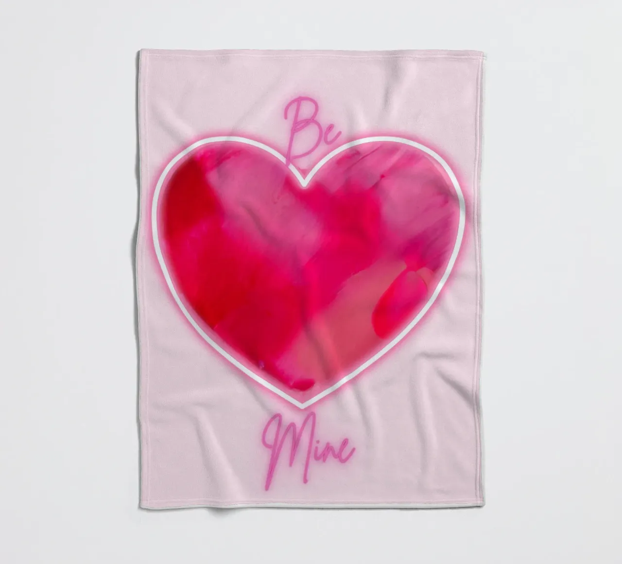 Cuore dipinto rosa multiplo "Be Mine" con bordo fluorescente coperta in pile da FABOArt