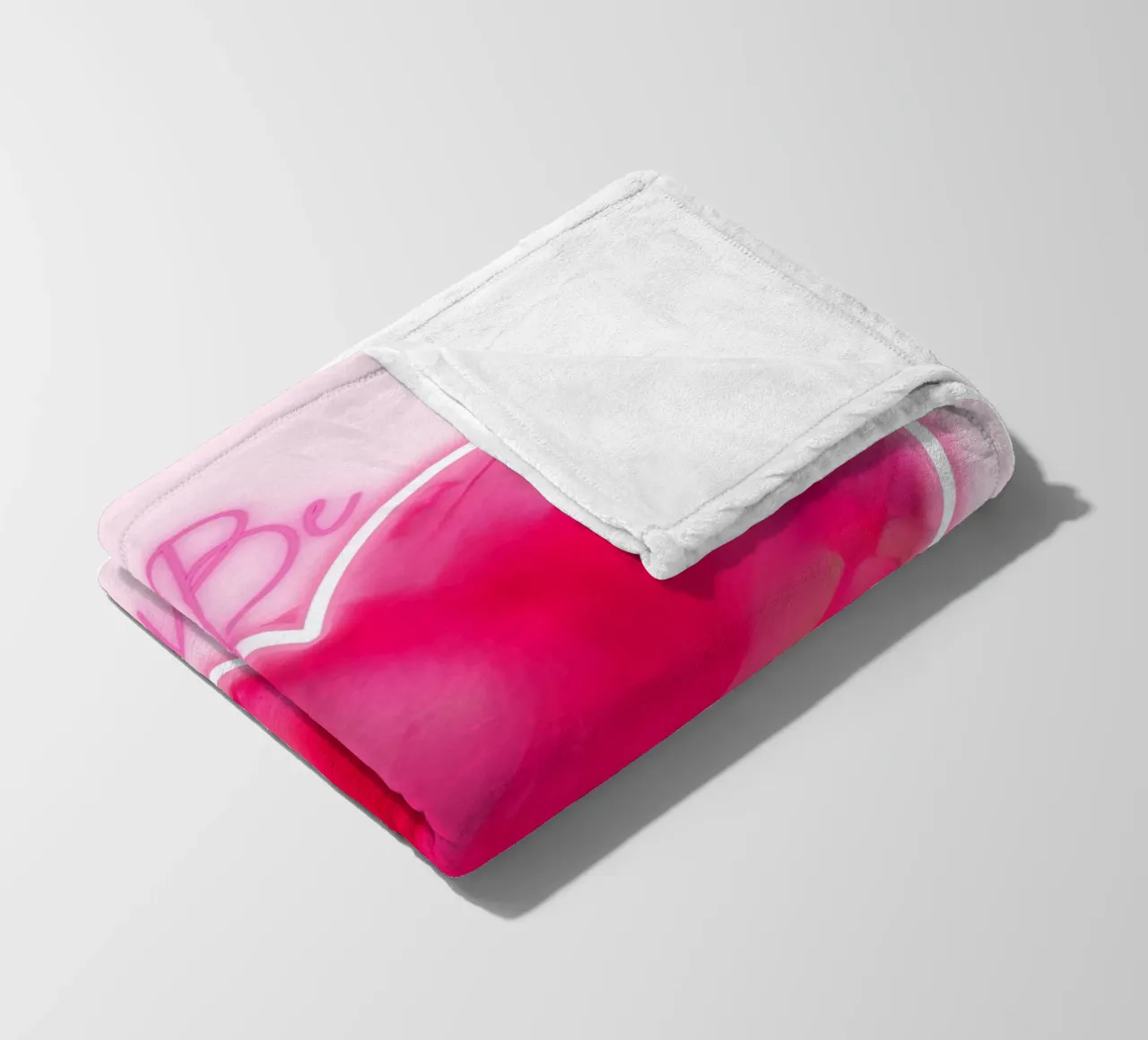 Cuore dipinto rosa multiplo "Be Mine" con bordo fluorescente coperta in pile da FABOArt