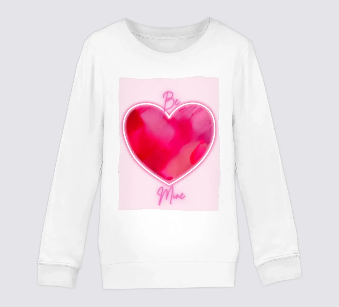 Cuore dipinto rosa multiplo "Be Mine" con bordo fluorescente felpa bambino da FABOArt