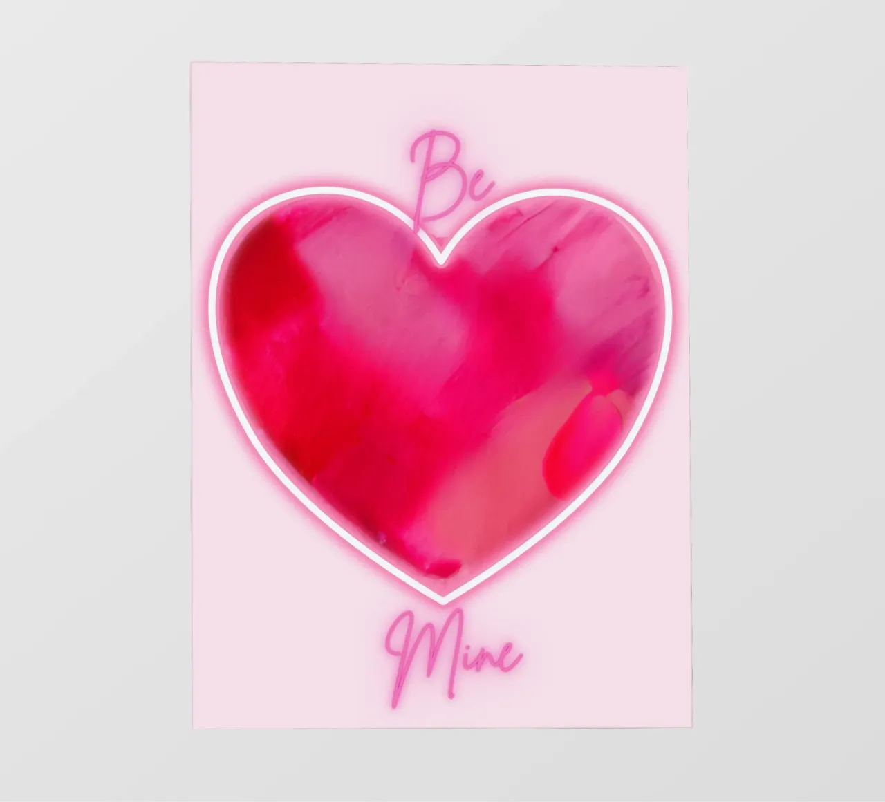 Cuore dipinto rosa multiplo "Be Mine" con bordo fluorescente pellicola backlit da FABOArt