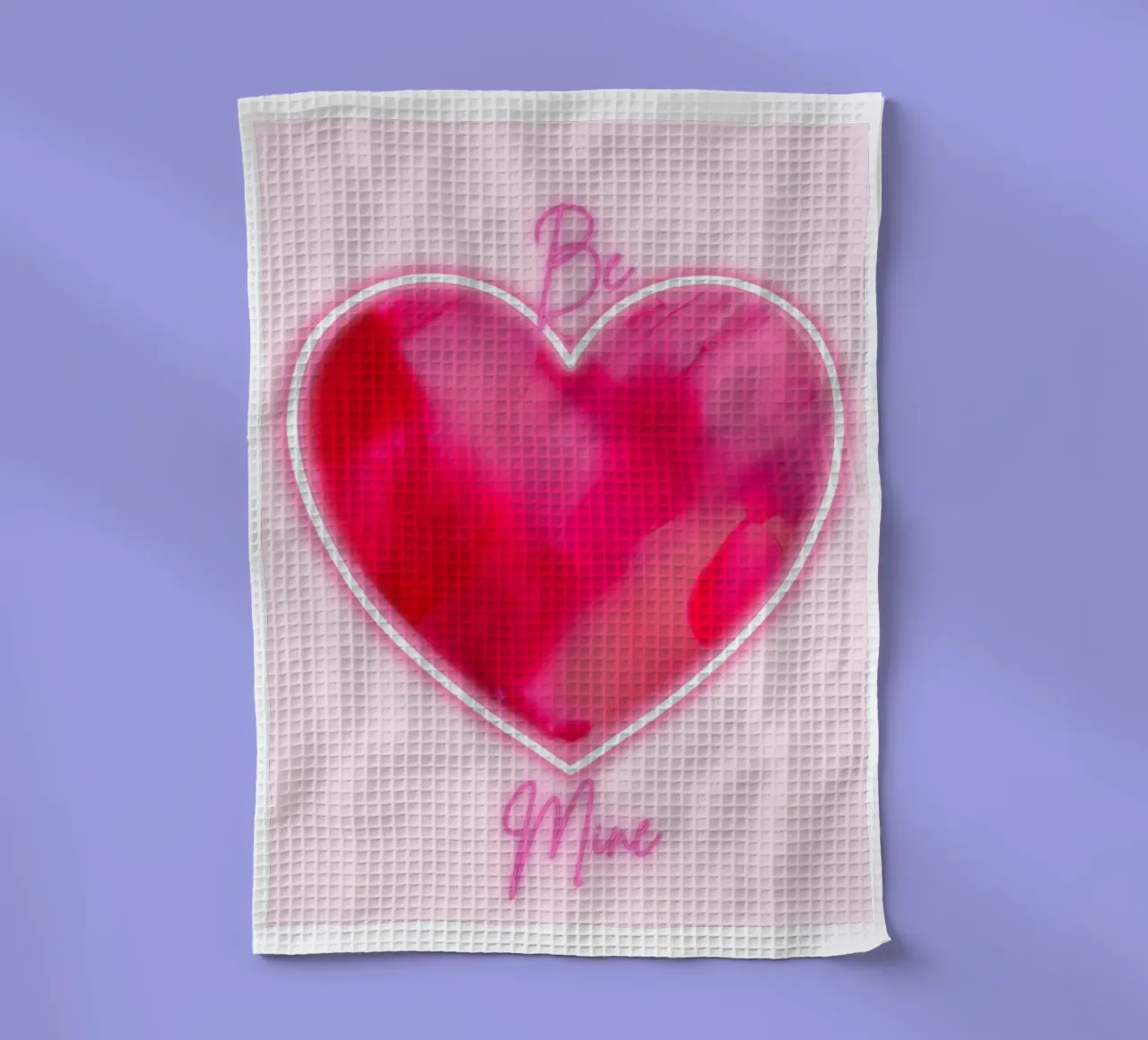 Cuore dipinto rosa multiplo "Be Mine" con bordo fluorescente canovaccio da cucina da FABOArt