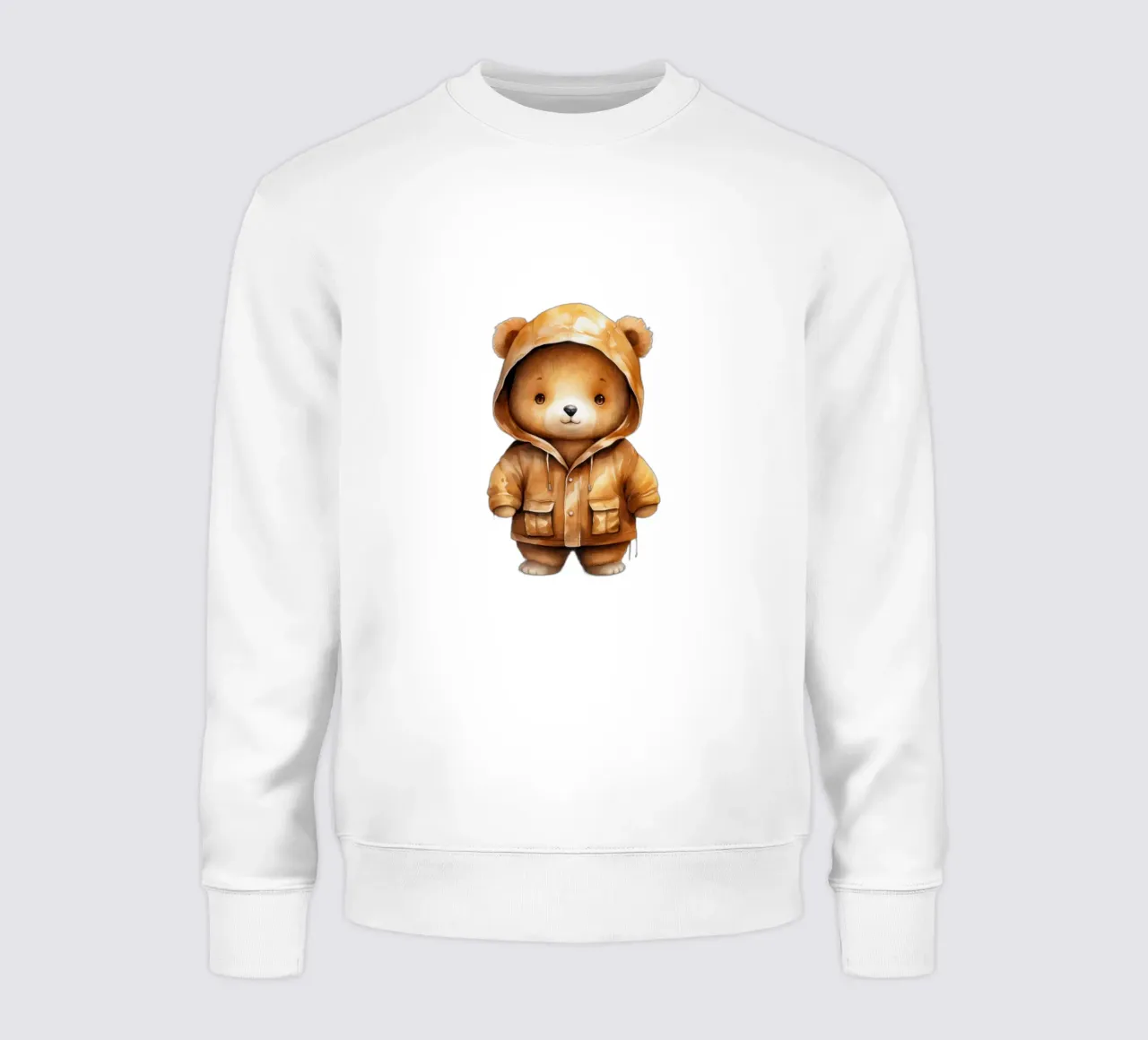 Cartone animato acquerellato Orso marrone con felpa con cappuccio felpa da Animal Portraits