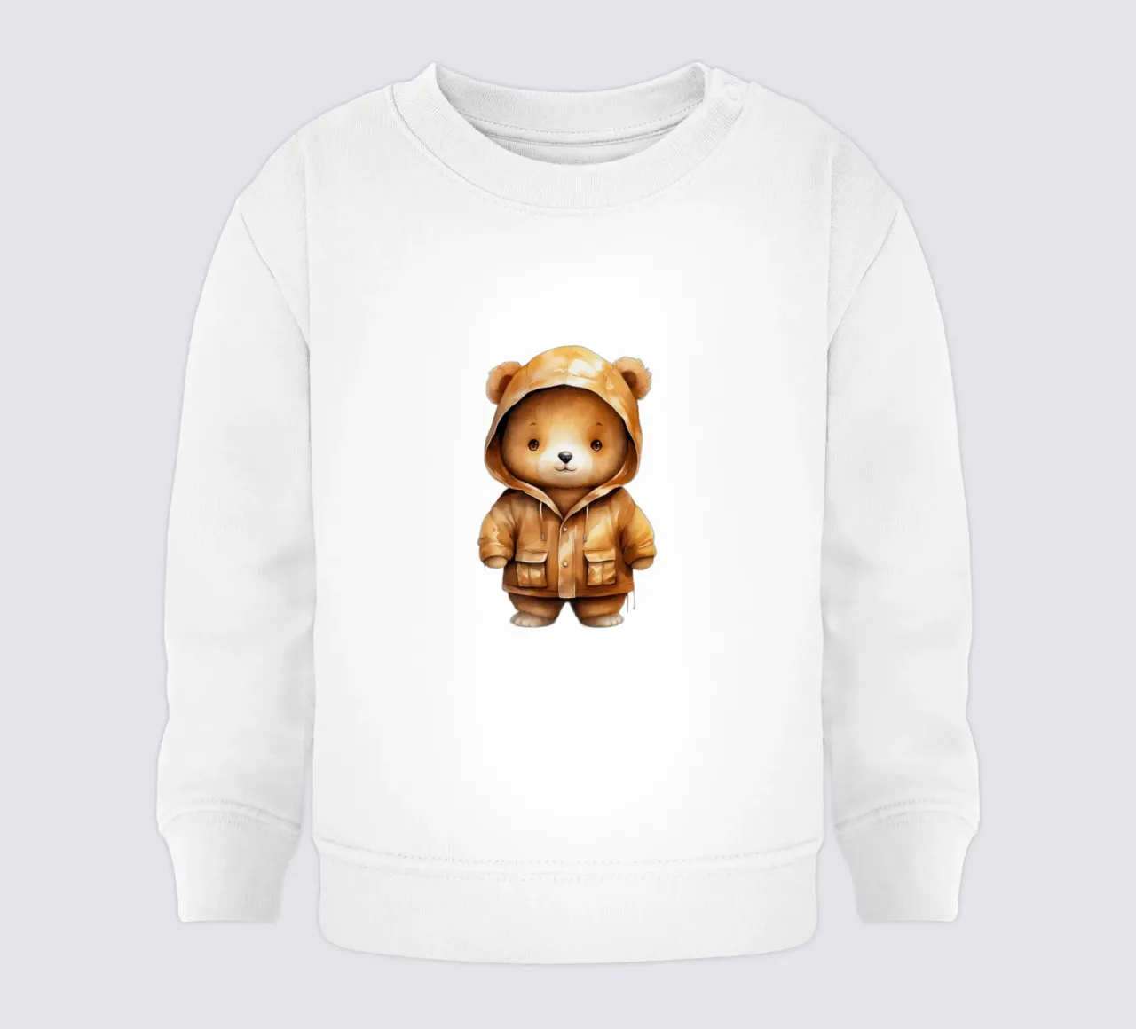 Cartone animato acquerellato Orso marrone con felpa con cappuccio felpa neonato da Animal Portraits
