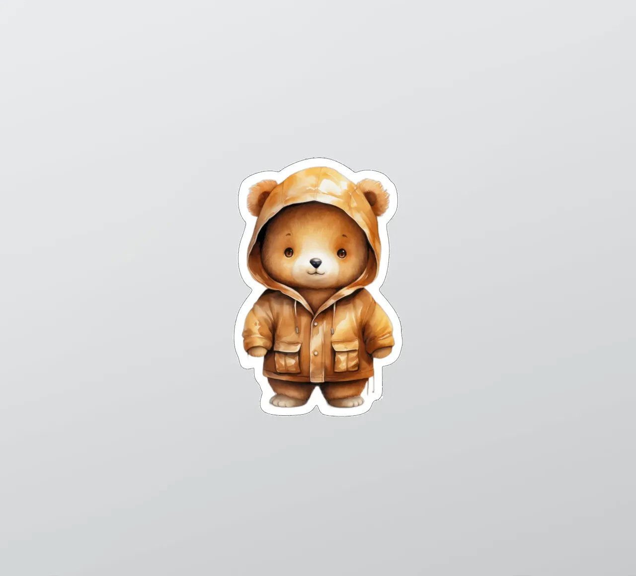 Watercolor Cartoon Brown Bear in a Hoodie sticker by Animal Portraits