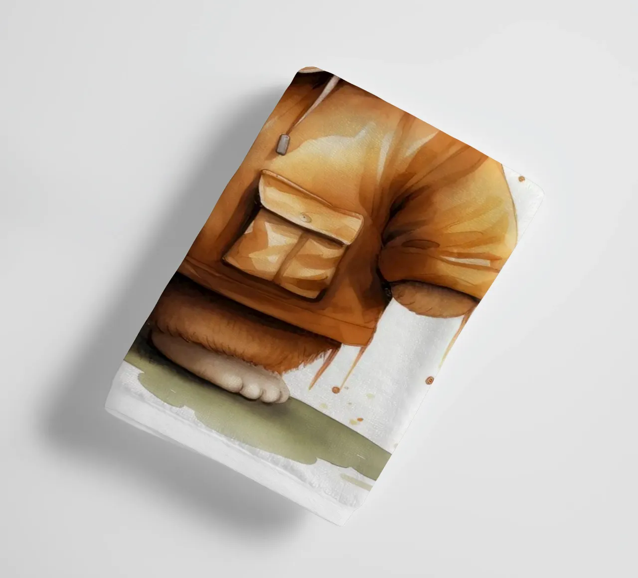 Cartone animato acquerellato Orso marrone con felpa con cappuccio asciugamano da bagno da Animal Portraits