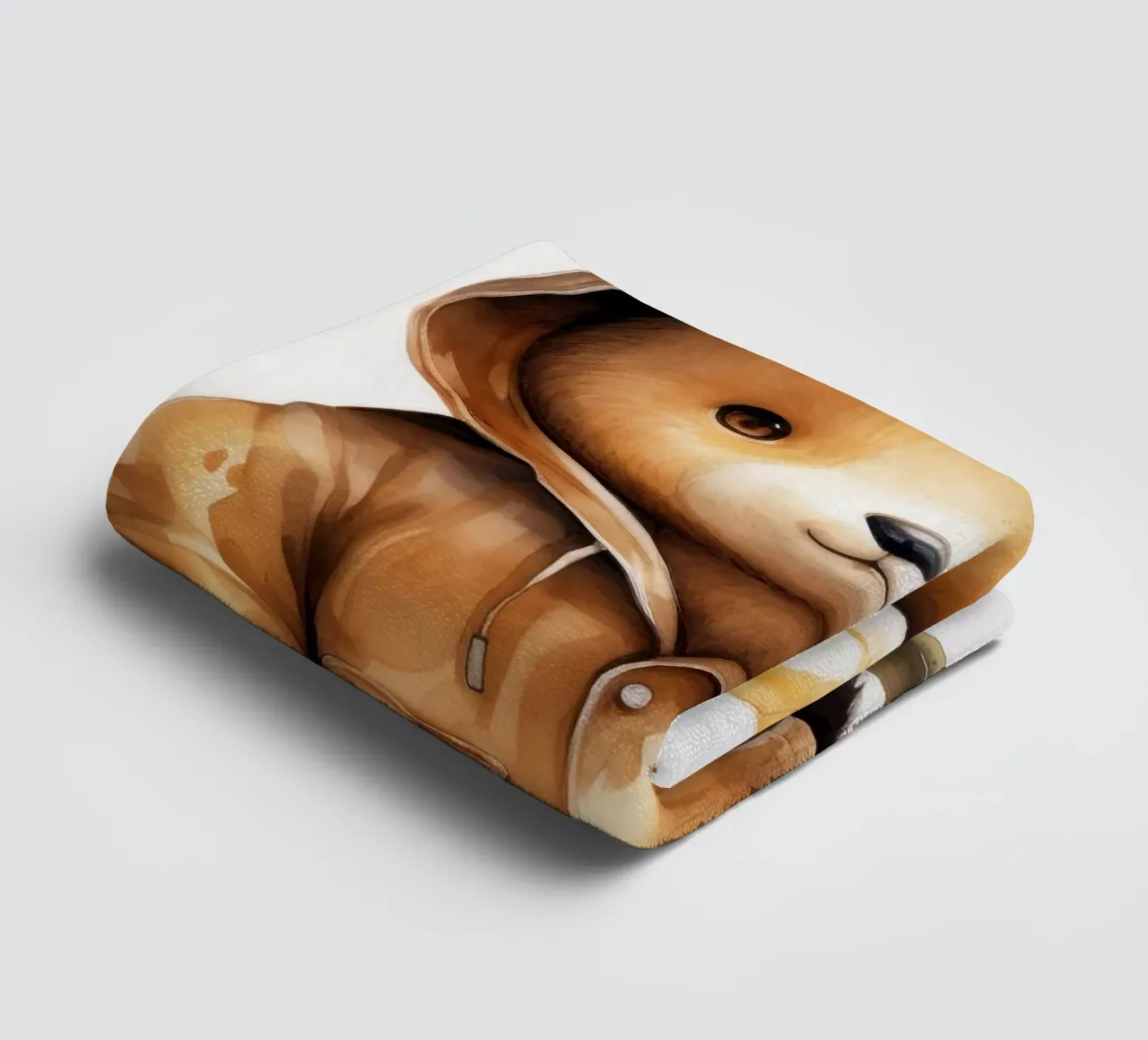 Cartone animato acquerellato Orso marrone con felpa con cappuccio asciugamano da bagno da Animal Portraits
