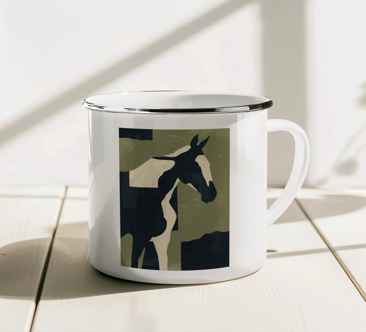 Abstract Minimal Horse 4 enamel mug by ThingDesign