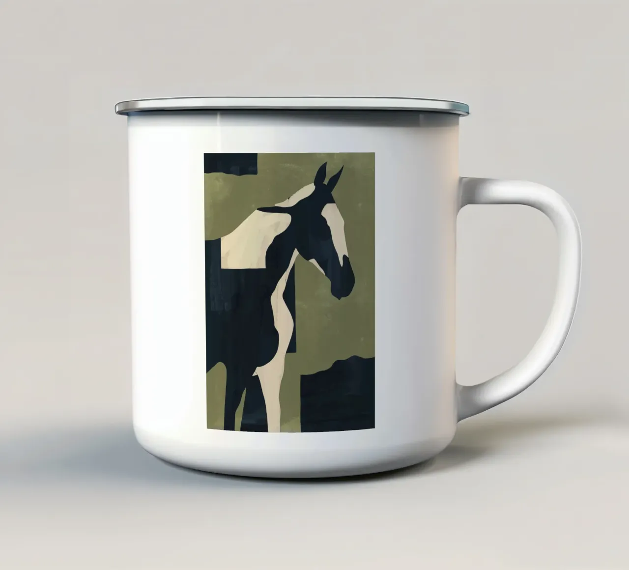 Cavallo astratto minimale 4 tazza in smalto da ThingDesign