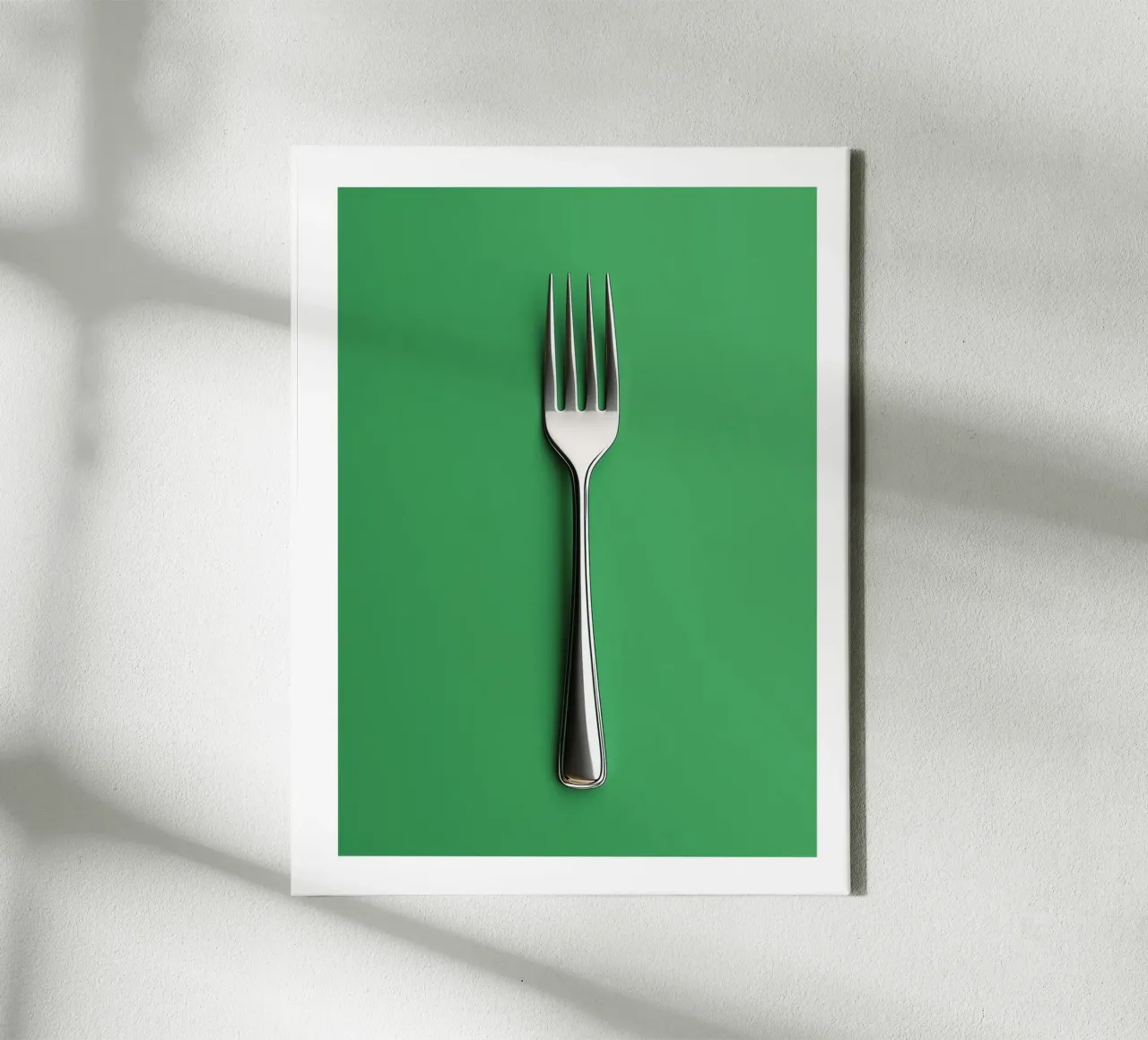Fork on green background canvas with Floater frame by Spice & Style