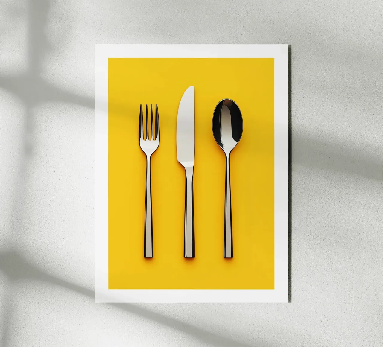 Posate su sfondo giallo alluminio dibond da Spice & Style