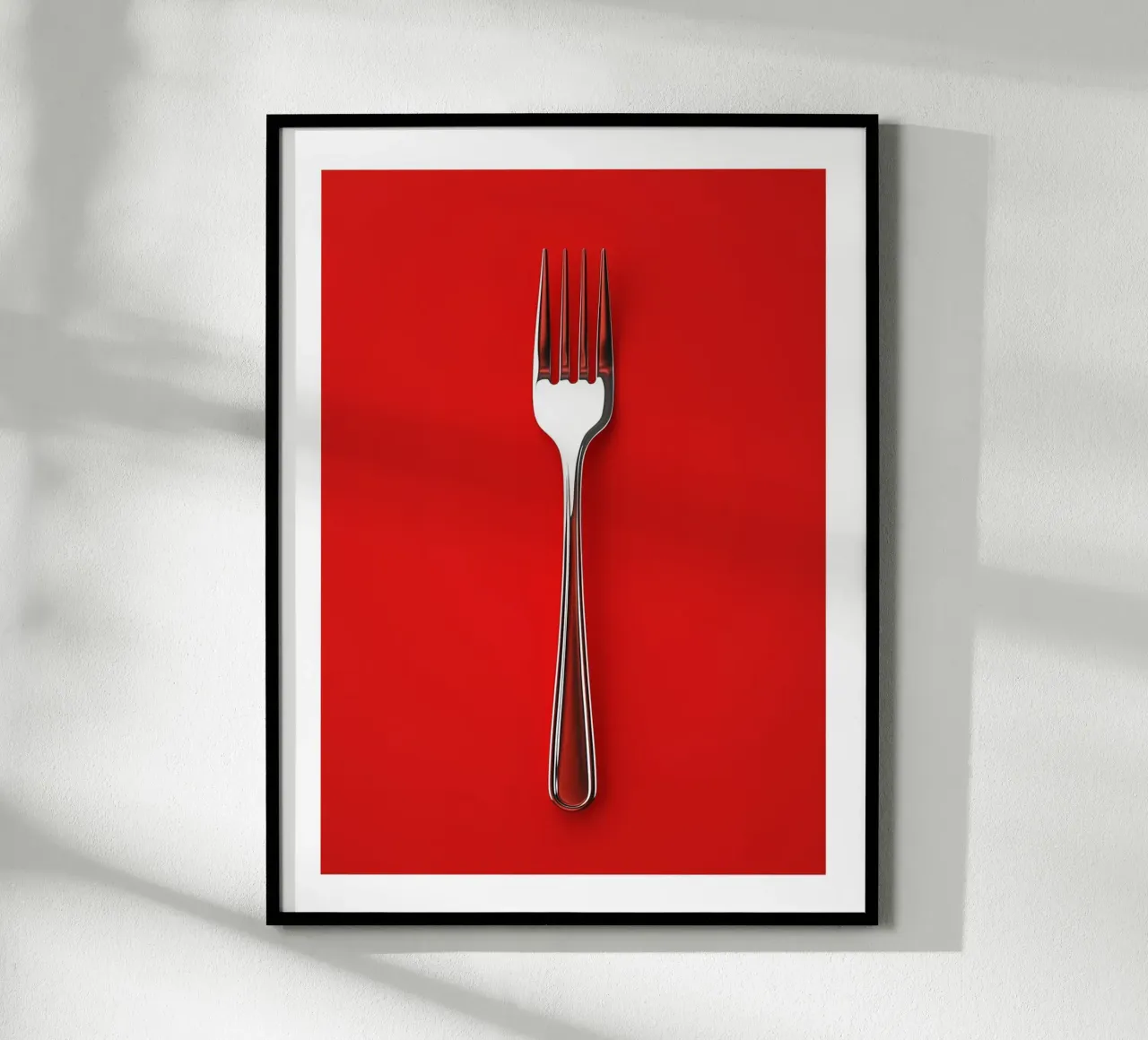Fork on red background poster by Spice & Style