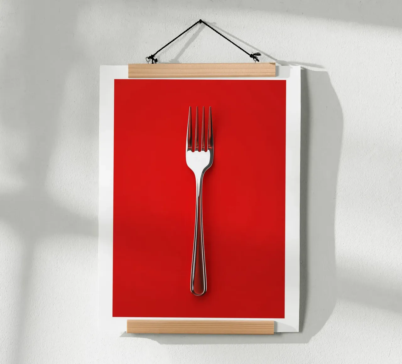 Fork on red background poster by Spice & Style