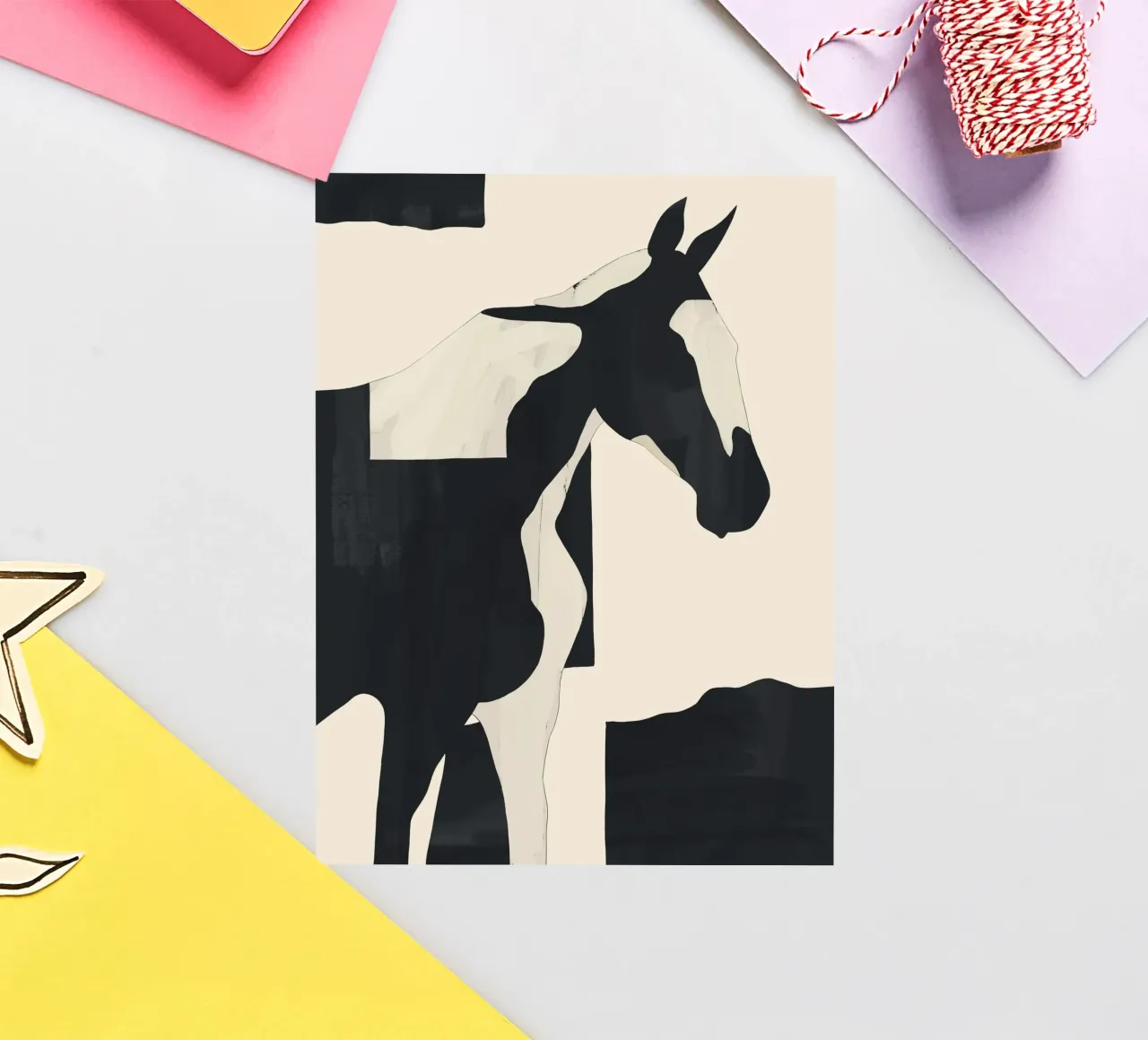 Abstrait Minimal Cheval 5 autocollant de ThingDesign