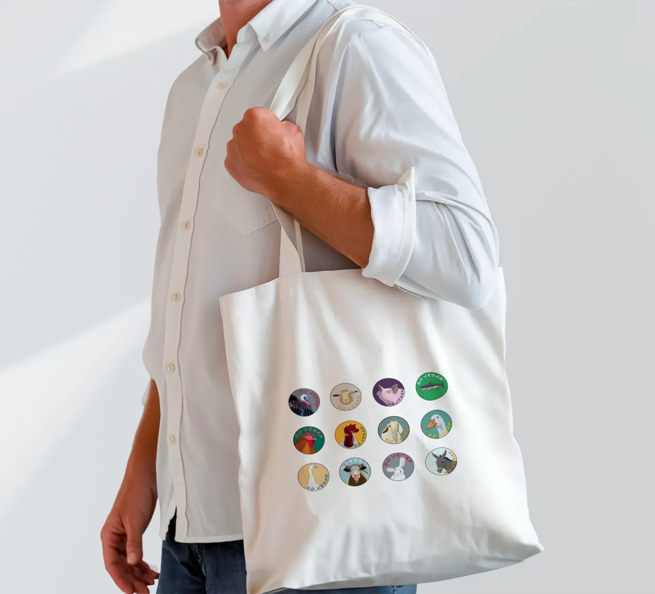 GO VEGAN borsa in juta da Face & Content