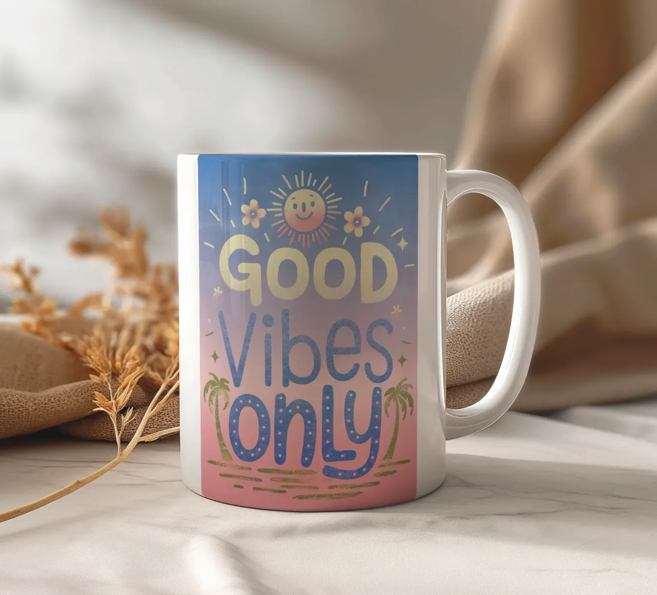 Uniquement des bonnes vibrations mug en céramique de logic