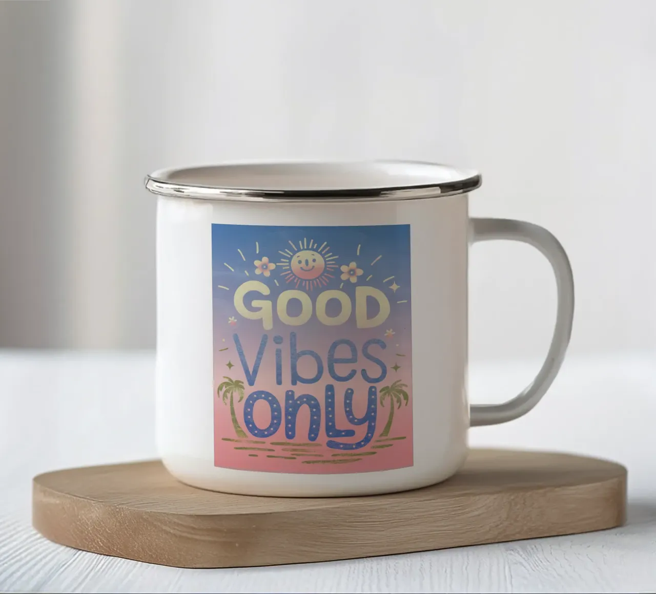 Solo buone vibrazioni tazza in smalto da logic