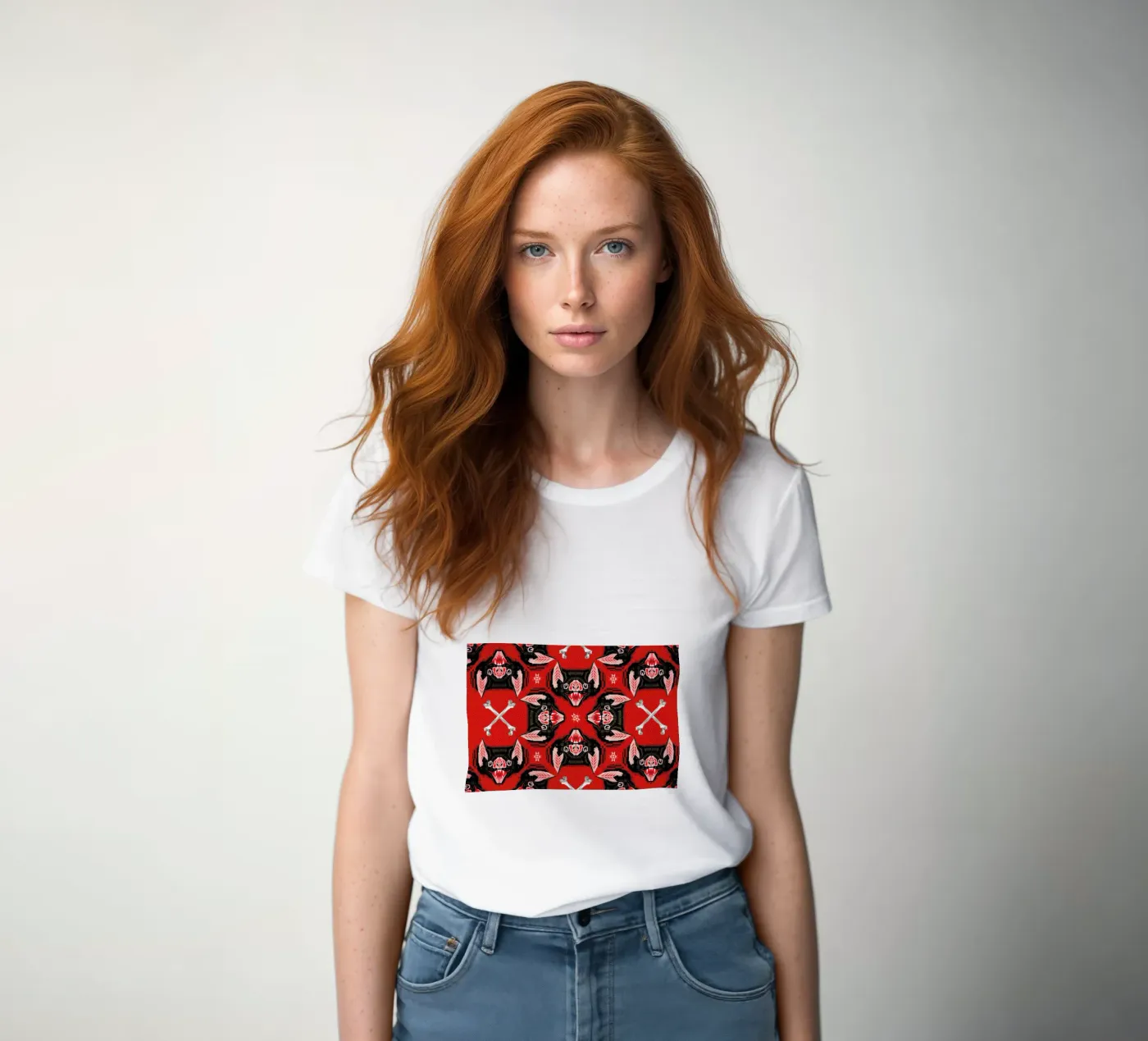 Batface Pattern t-shirt da donna da Chobopop