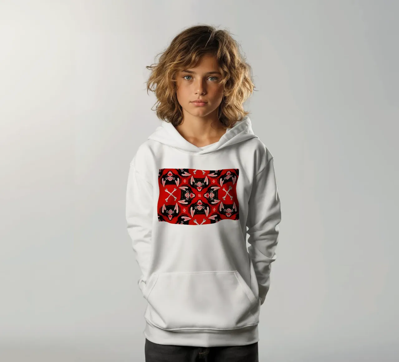 Batface Pattern felpa bambino con cappuccio da Chobopop