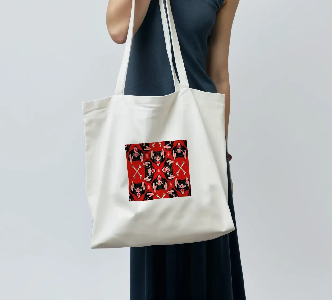 Batface Pattern jute draagtas van Chobopop