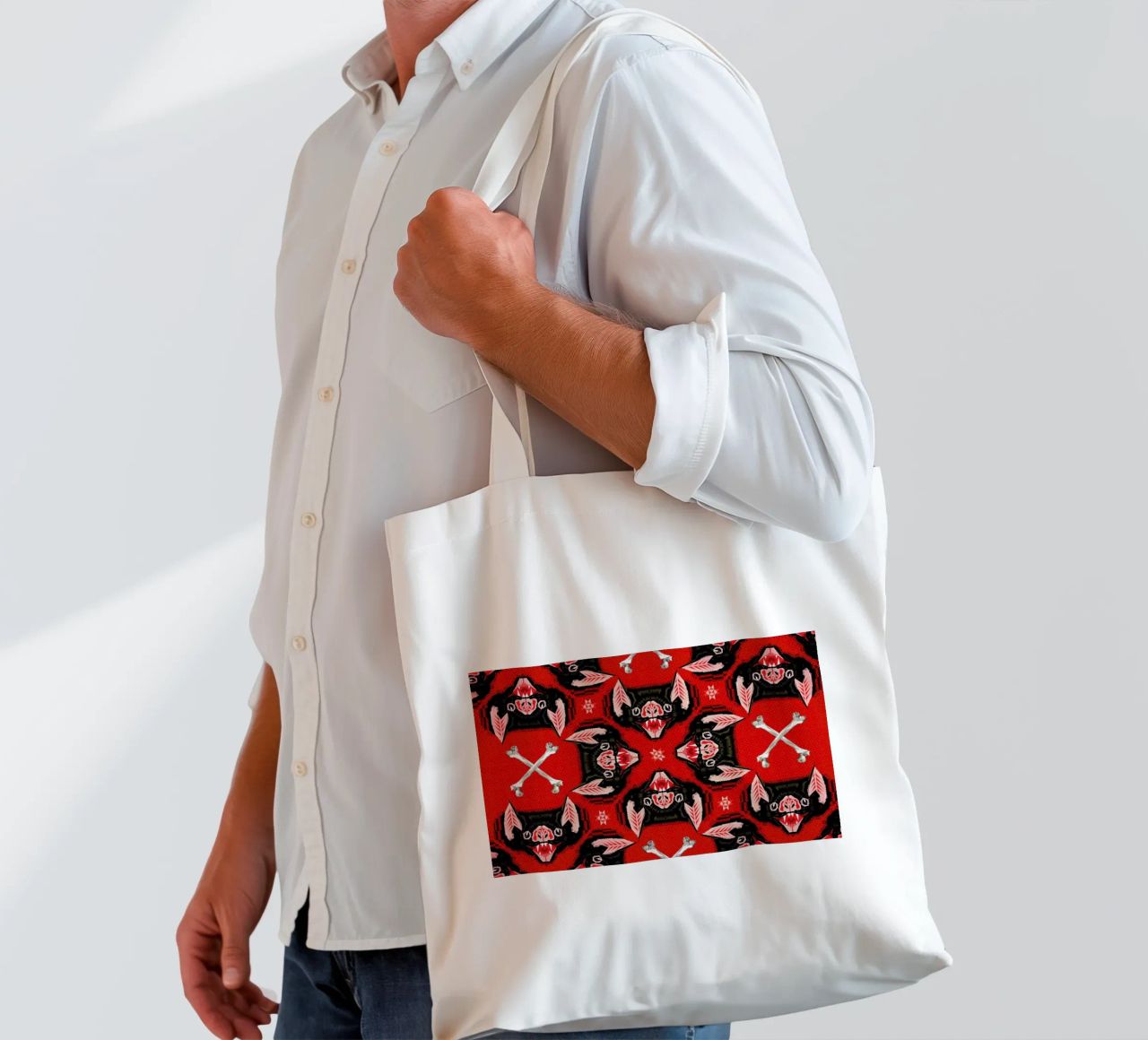 Batface Pattern borsa in juta da Chobopop
