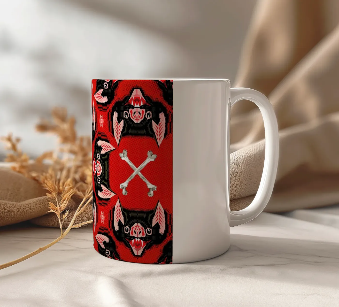 Batface Pattern ceramic mug by Chobopop