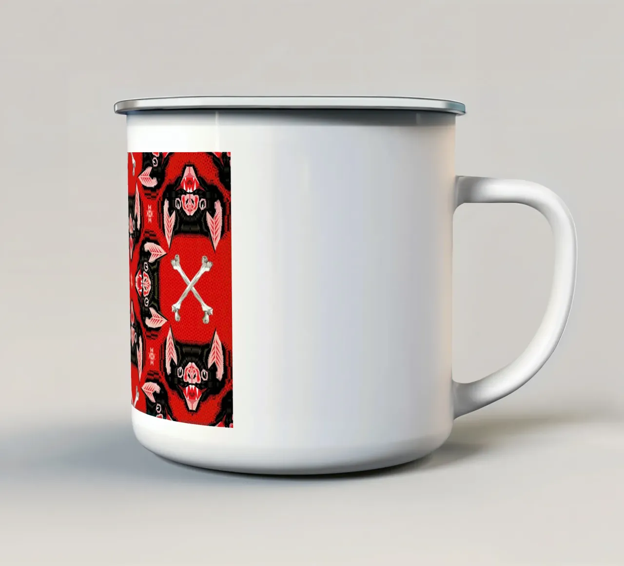 Batface Pattern Emaille Tasse von Chobopop