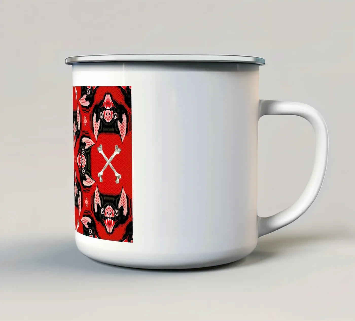 Batface Pattern enamel mug by Chobopop