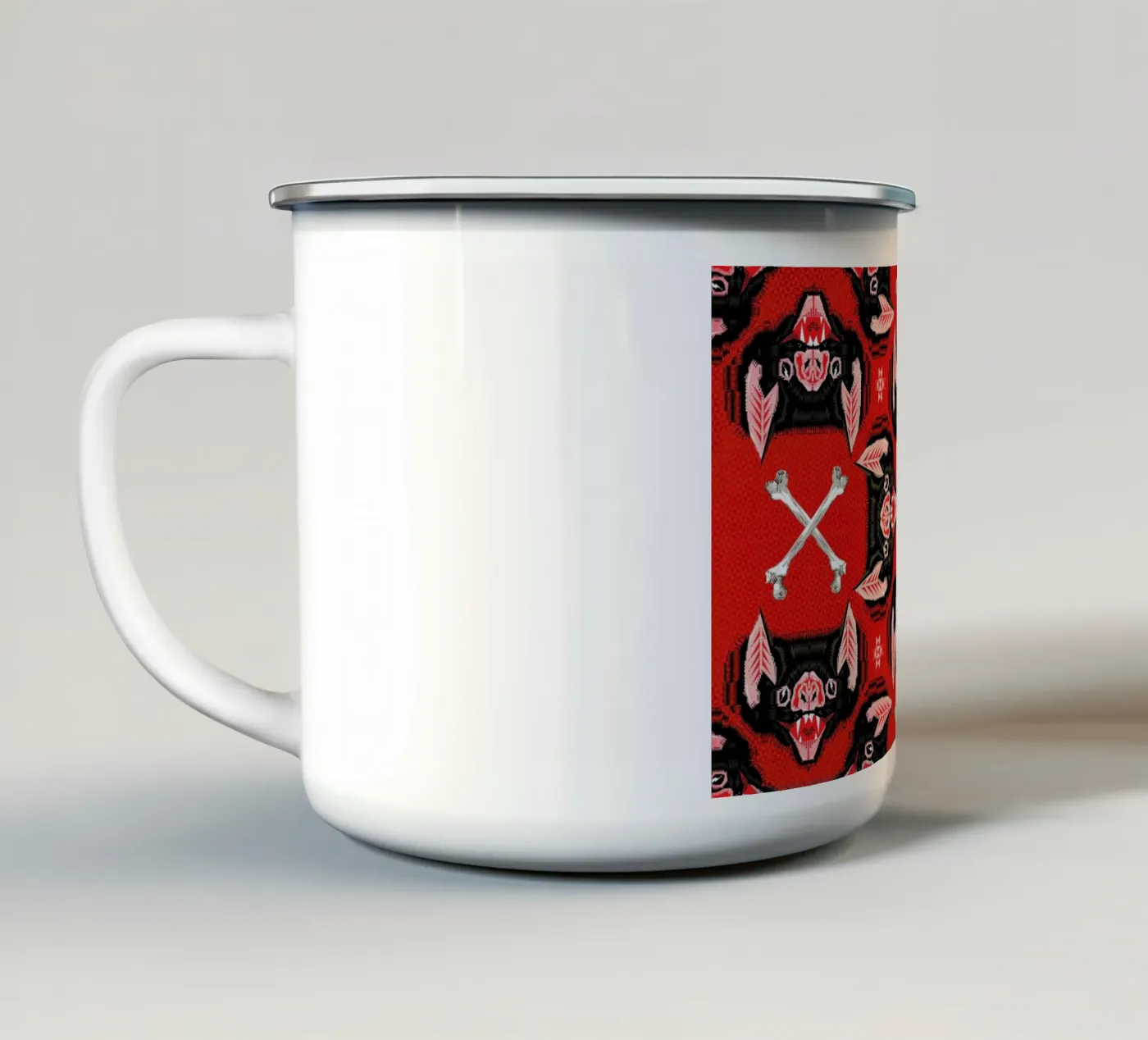 Batface Pattern enamel mug by Chobopop