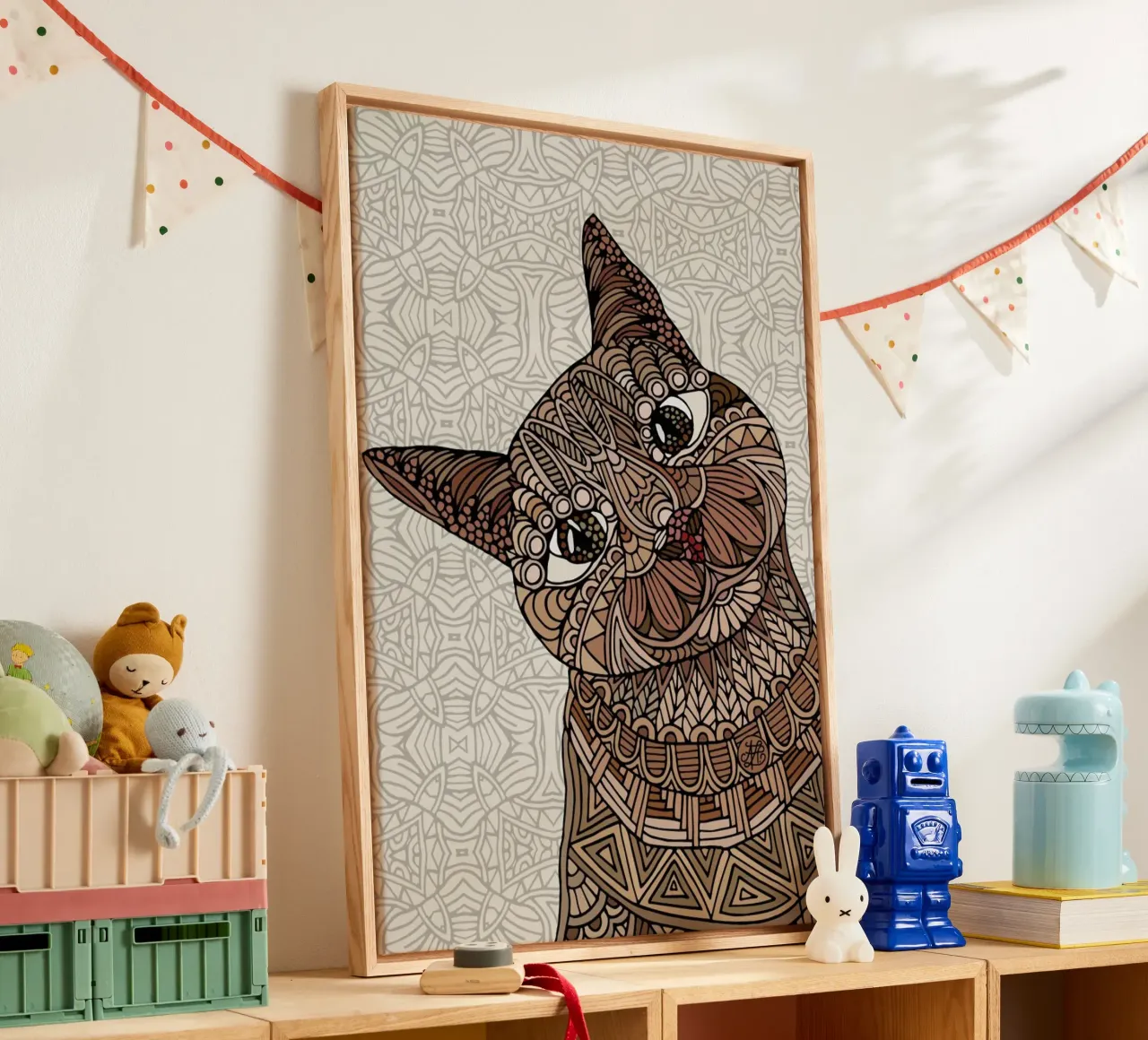 Hello Beautiful Leinwand mit Schattenfugenrahmen von Angelika Parker