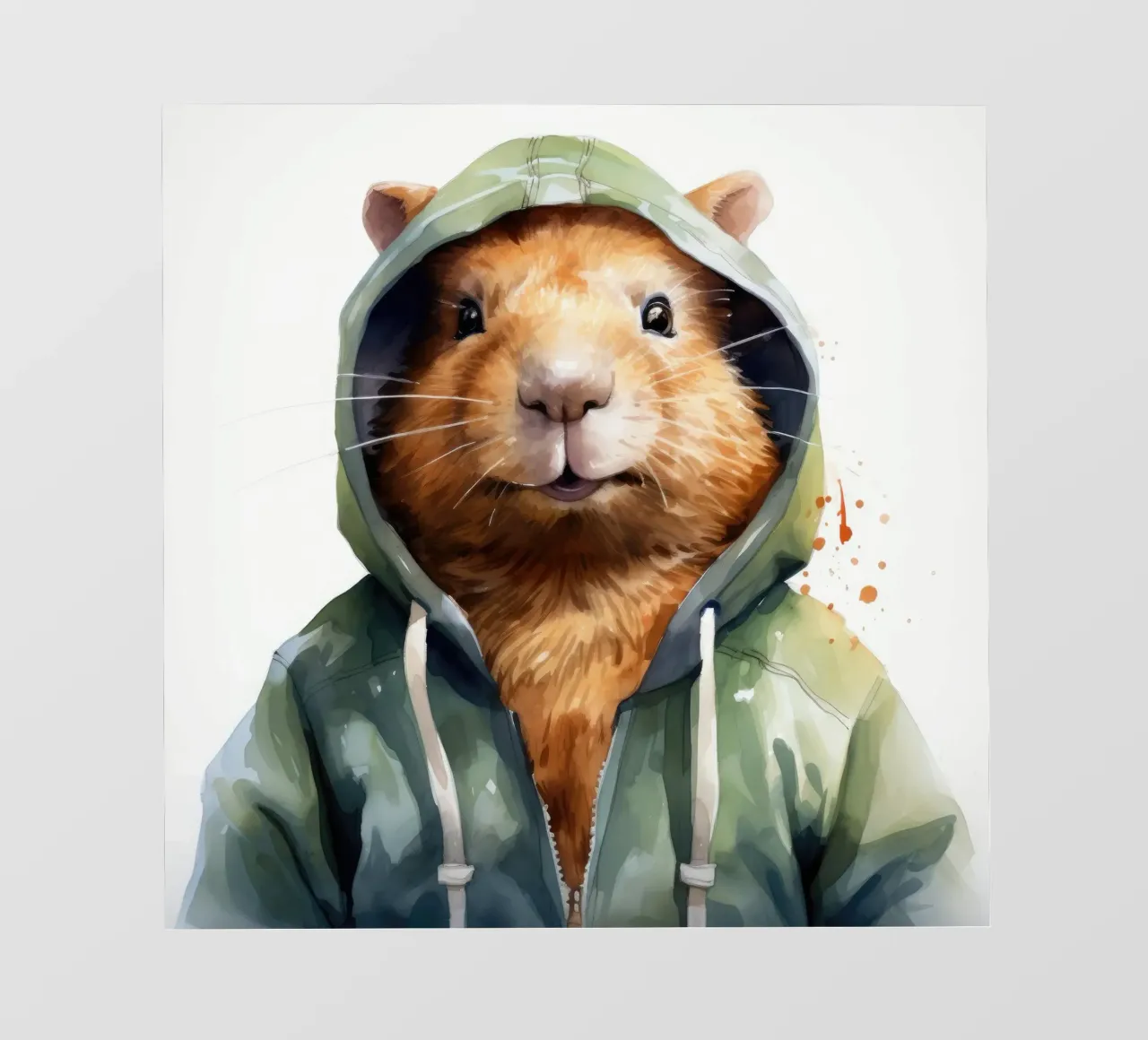 Cartone animato acquerellato Capibara in felpa con cappuccio telo in pvc da Animal Portraits