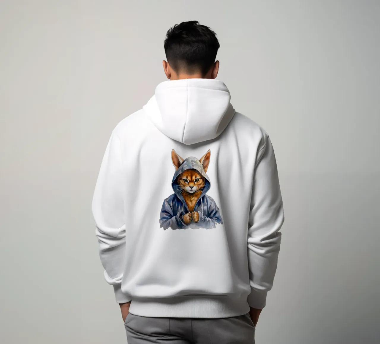 Cartone animato acquerellato Caracal in felpa con cappuccio felpa con cappuccio da Animal Portraits