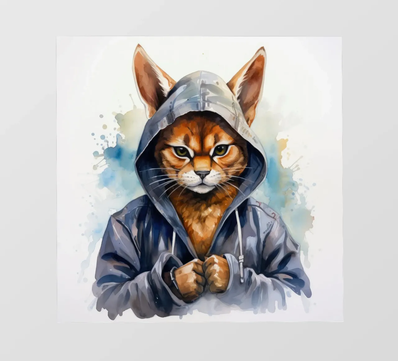 Cartone animato acquerellato Caracal in felpa con cappuccio telo in pvc da Animal Portraits